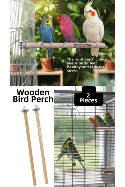 ÇEÇEN HOME (2 Pieces) Wooden Bird Perch Natural Bird Perch Bird Climbing Perc...