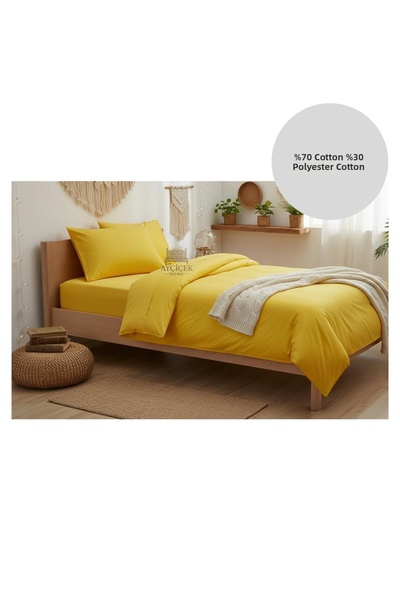 ayçiçek home Single Bedding Set 100/200 Fitted Sheet 150/215 Quilt Size Custo...
