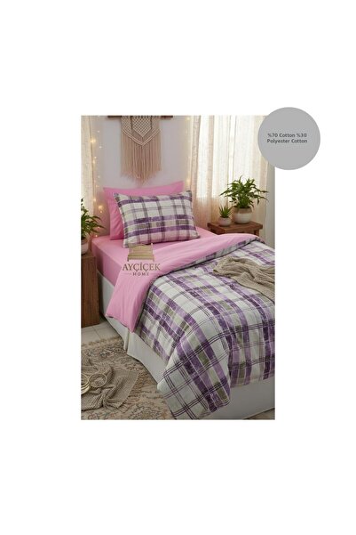 ayçiçek home Single Bedding Set 100/200 Fitted Sheet 150/215 Quilt Size Custo...
