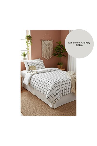 ayçiçek home Single Bedding Set 100/200 Non-Elastic Bed Sheet 150/215 Quilt S...