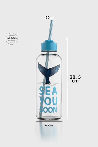 Renga زجاجة فيليكس سي يو سون مزخرفة بسعة 450 مل مع مصاصة 182055 تركواز