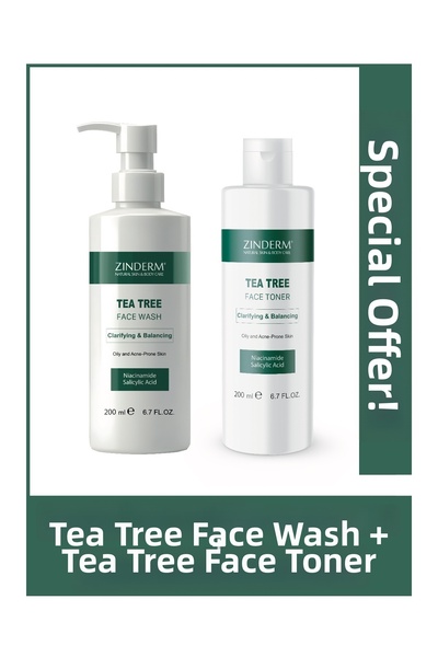 zinderm جل غسول الوجه بزيت شجرة الشاي وحمض الساليسيليك والنياسيناميد وتونيك ت...