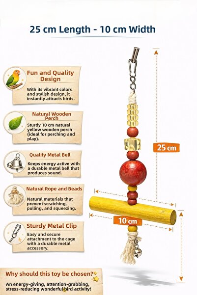 Papağanhane لعبة طيور خشبية طبيعية باللون الأصفر والأحمر |   لعبة الببغاء موه...