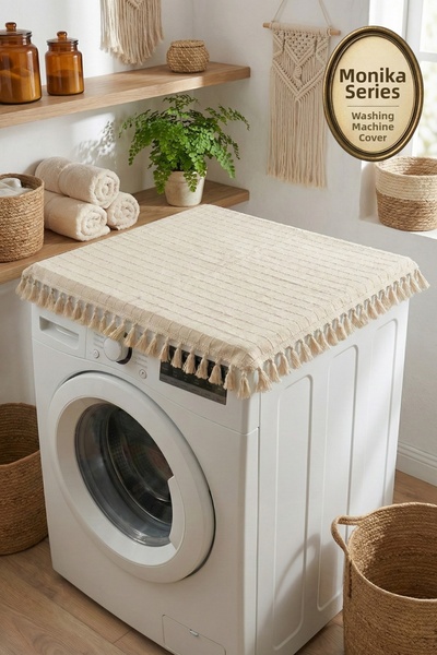 Morlay غطاء غسالة ملابس بتصميم عتيق مع شراشيب - غطاء غسالة ملابس مزخرف على شك...