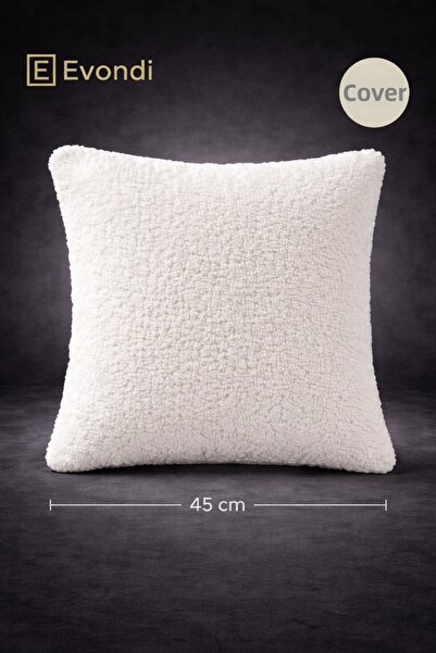 Evondi 45X45 Throw Pillow Cover 1 Piece – White Thick Textured, Soft Wipeable...