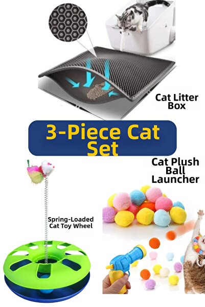 ego home 3 Piece Cat Set Play and Grooming Set Cat Grooming Set Cat Hoop-Cat ...
