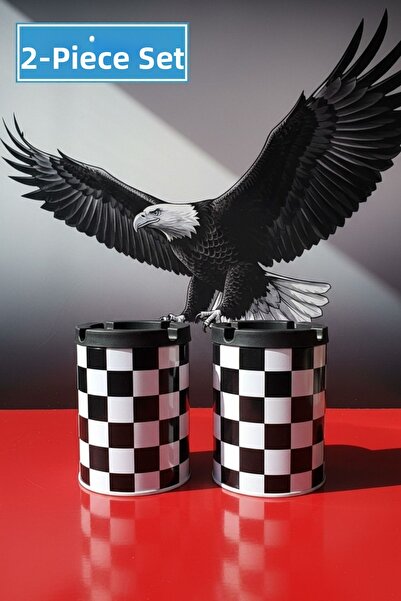 LE PARİS Με σχέδιο Μεταλλικό τασάκι 2τμχ με καπάκι κατά των οσμών και του ανέ...