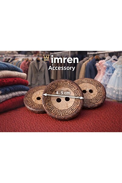 İMREN AKSESUAR Buton din lemn Kokanat, 4,5 cm, cu modele gravate cu laser, 1 ...