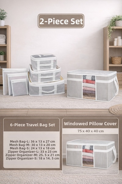 PONÇİK BEBEK Multi-Purpose Under-Bed Organizer Pillow Storage Bag with Window...