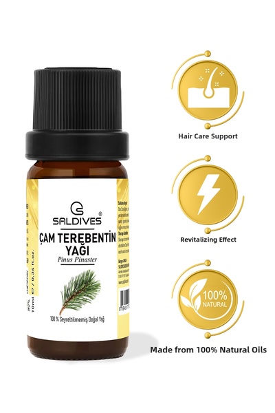 Saldives Pine Turpentine Oil 10 ml – 100% Natural Undiluted Essential Oil (Gl...