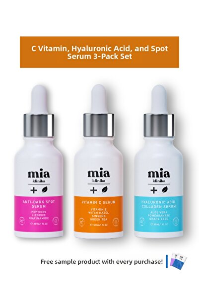 mia klinika مجموعة سيروم فيتامين سي وحمض الهيالورونيك والكولاجين لتنعيم البشر...