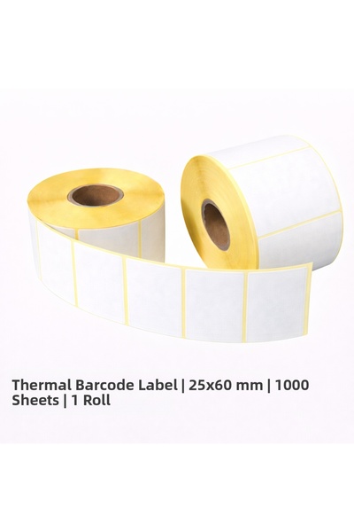 Blue Label Etichetă termică cu cod de bare |   25x60 mm |   1000 de înfășurăr...