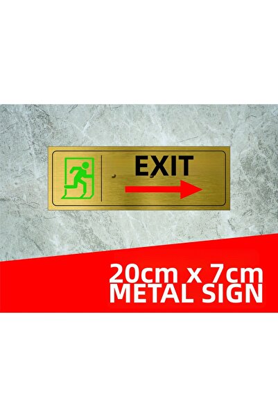 sıradışıhediyem خروج الخروج إلى اليمين مكتوب وشعار لوح معدني ذهبي 20 × 7 سم