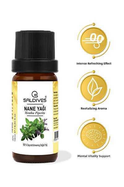 Saldives Peppermint Oil 10 ml – 100% Natural Undiluted Essential Oil (Glass B...