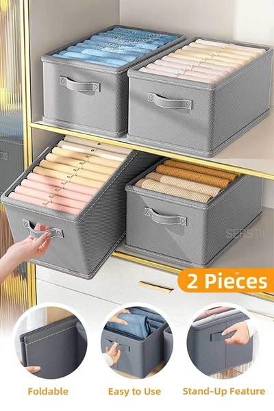 ROYALHOUSE 2 Pieces - In-Cabinet Organizer, Shelf Organizer, Foldable Clothin...