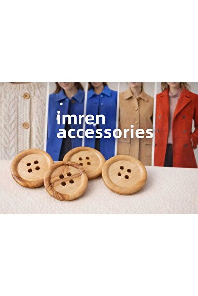 İMREN AKSESUAR Buton din lemn natural 4 cm 1 pachet 5 buc