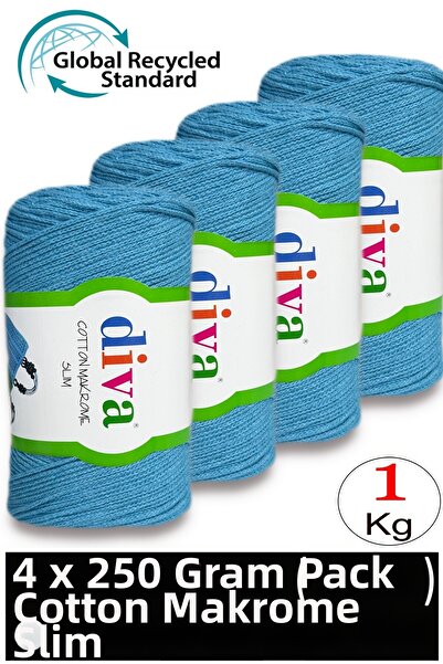 Diva İplik (4 X 250 Gr) - 1 kg - 2mm - Koton Macrame Bag Thread 280 Light Tur...