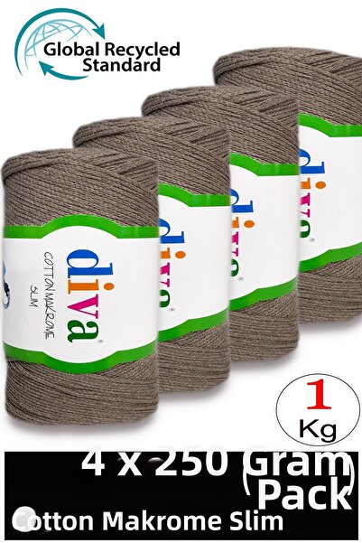 Diva İplik (4 x 250 γρ.) - 1 κιλό - 2 χιλιοστά - Νήμα για τσάντες μακραμέ Kot...