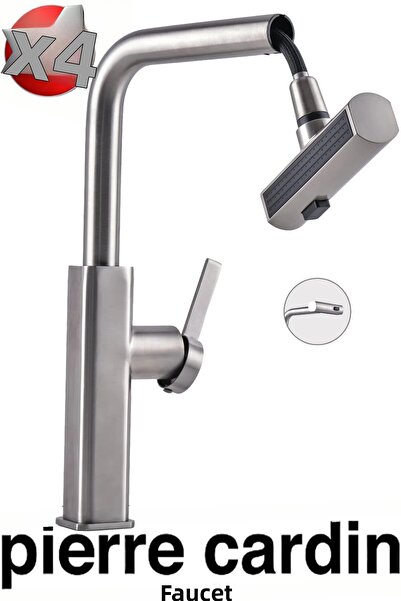 Pierre Cardin صنبور مطبخ ذكي حلزوني من إينوكس لوتس - صنبور مطبخ متين - (X4) 4...