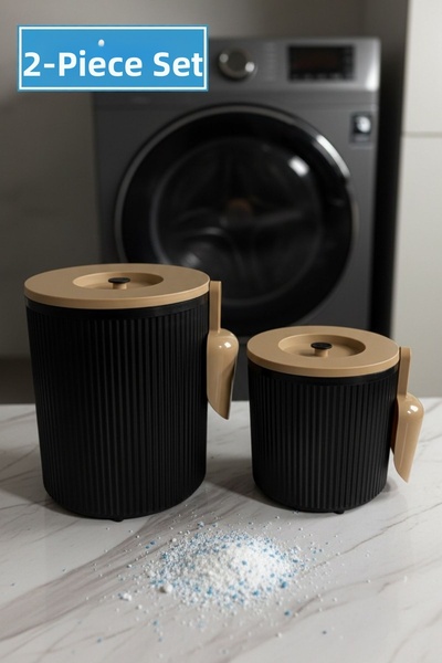 GLUS 2 Μαύρα κουτιά αποθήκευσης απορρυπαντικού σε σκόνη και ταμπλέτες - Καφέ ...