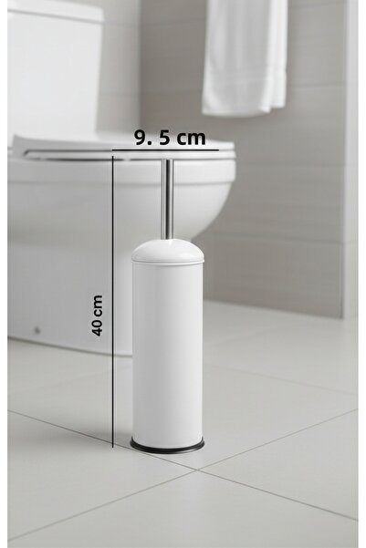 GörSeç Μεταλλική βούρτσα τουαλέτας Bon Cover Λευκή βούρτσα WC Πολυτελής βούρτ...