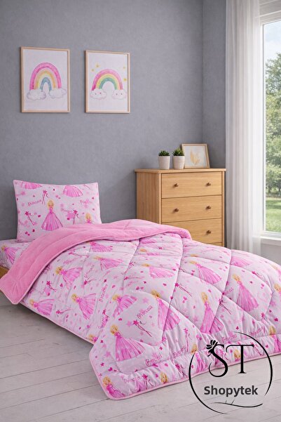 Shopyteks لحاف ويلسوفت مزدوج الجوانب بنمط الأميرة الفردية (لحاف + غطاء وسادة)