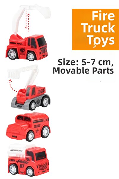 SmartFox Toy Construction Vehicle Fire Trucks Frictional 4-Piece Set