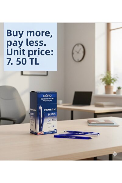 Pensan قلم حبر جاف أزرق للمكتب 50 قطعة