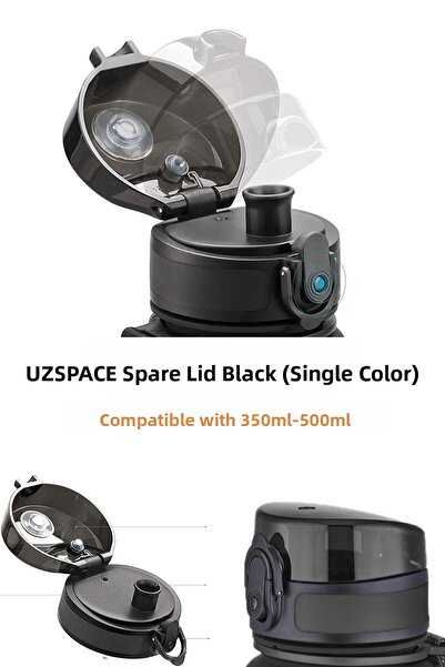 Uzspace غطاء بديل متوافق 350-500 مل - متوافق فقط مع --- لون واحد أسود