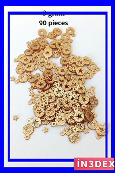 İN3DEX مجموعة خرز بلاستيكية معدنية بلون ذهبي من البليكسي، 90 قطعة