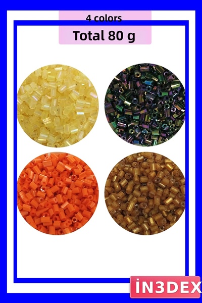 İN3DEX 2mm Cut Glass Beads Set 4 Different Color Options
