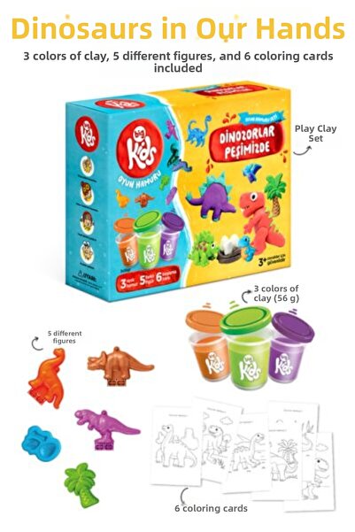 Yeditepe Yayınevi مجموعة عجينة الديناصورات في متناول يدنا (14 قطعة - 348 جرام)