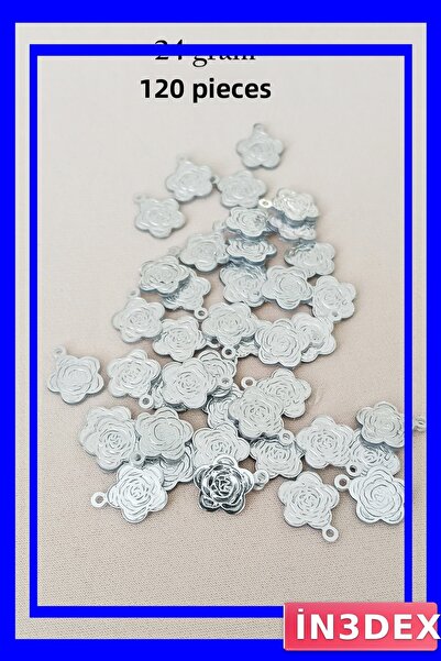 İN3DEX Silver Color Plexi and Metallic Plastic Beads Set 120 Pieces