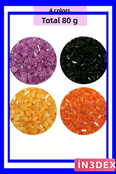 İN3DEX 2mm Cut Glass Beads Set 4 Different Color Options