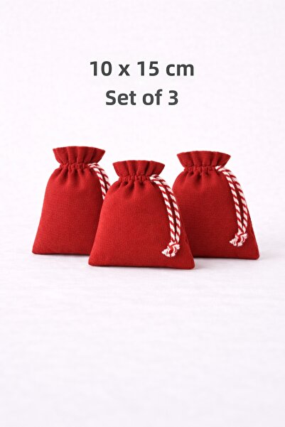 ALASEREN 10X15 cm Velvet Textured Drawstring Red Pouches, Set of 3 – for Lave...