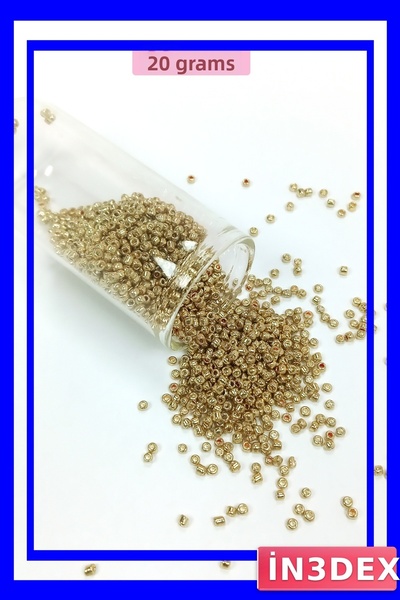 İN3DEX خرز زجاجي ذهبي اللون 2 مم 20 جرام مادة للهوايات