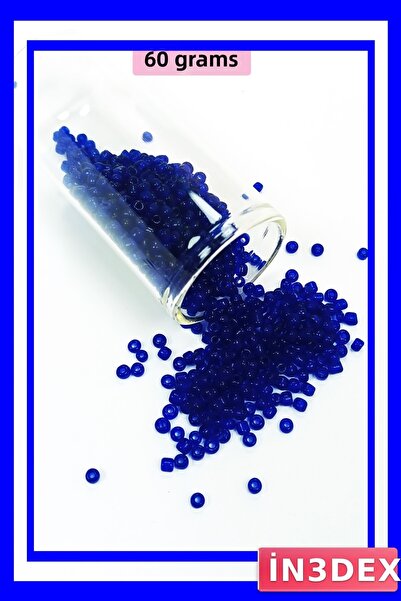 İN3DEX خرز زجاجي ملون باللون الأزرق الملكي 60 جرام 2 ملم