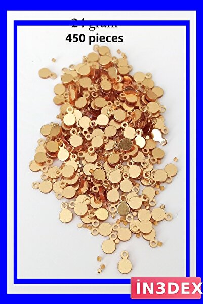 İN3DEX Gold Color Plexi Metallic Plastic Sequins 450 Pieces Bead Set