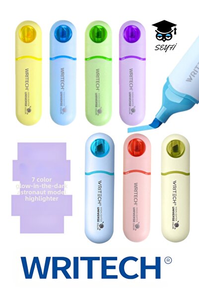 SEYFİKİRTASİYE 7 Colors Highlighter Pen Astronaut Model Writech Flexible Cut Tip