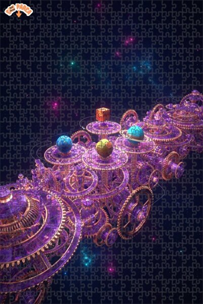 Teona Ahşap Gears of the Universe Double Decker Framed Wooden Puzzle 500 Piec...