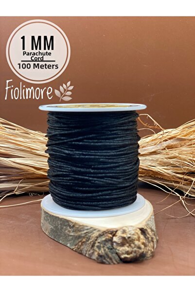 Fiolimore Parachute Cord Black Color 1 mm 1St Quality (1 Spool 45 Meters) Jew...