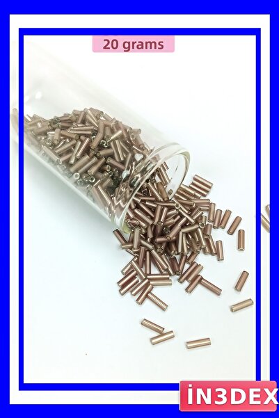 İN3DEX خرز قطع الأنابيب الطويلة بقطر 2 مم وطول 10 مم باللون البيج الداكن