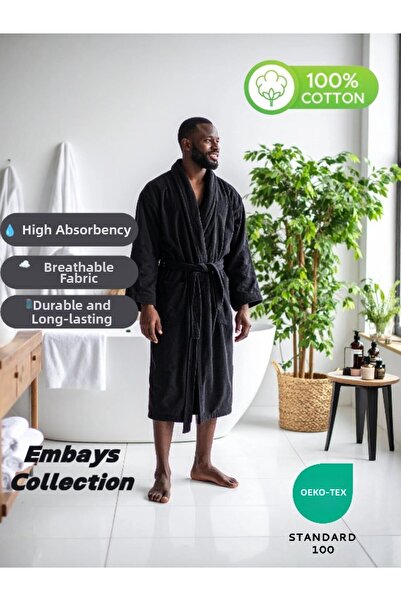 embays collection Халат за баня от хавлиена материя, халат с яка от шал, 100%...