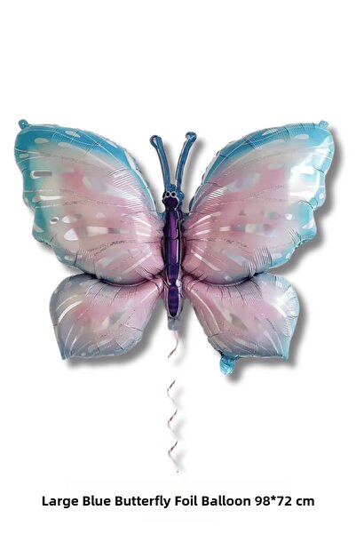 Bunloon Large Blue Butterfly Foil Balloon 98X72 cm Shiny Party Ornament Birth...