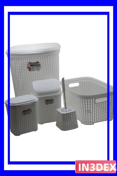 İN3DEX 5-Piece Bath Towel Set with Honeycomb Pattern