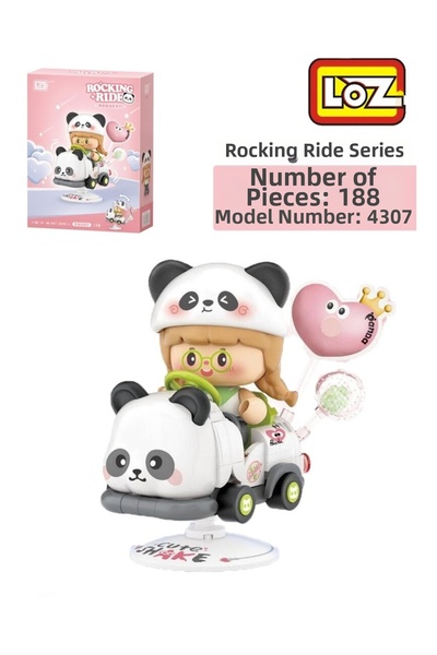 ATABY سلسلة سيارات لوز الهزازة: فتاة راكبة على الباندا |   188 قطعة من المكعب...