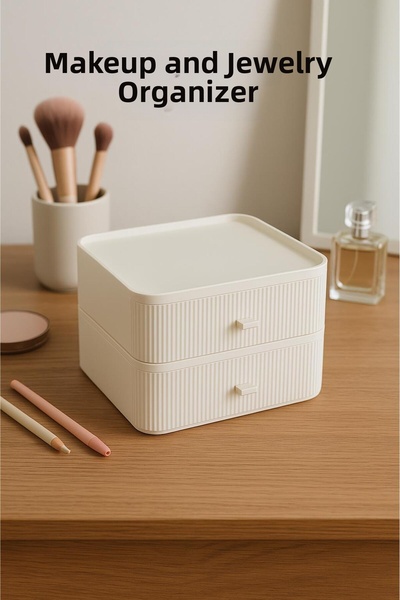 Depa 2 Tier Drawer Makeup Organizer & Multipurpose Organizer White