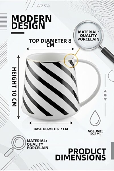 RİVO HOME DECOR The Mia Hypnose Porcelain Mug 340 Cc