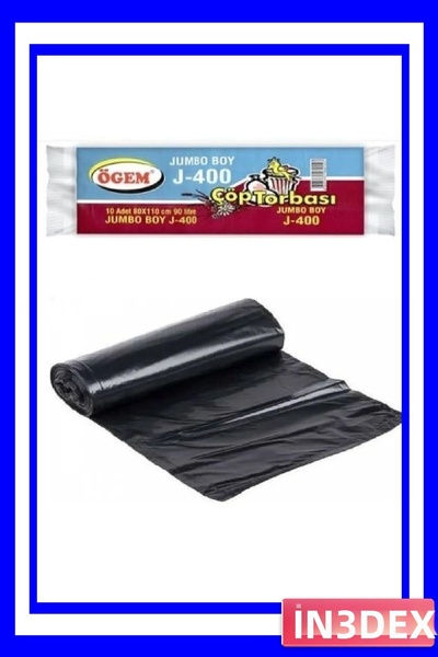 İN3DEX أكياس قمامة كبيرة الحجم 80x110 سم، عبوة من 10 قطع، لون أسود