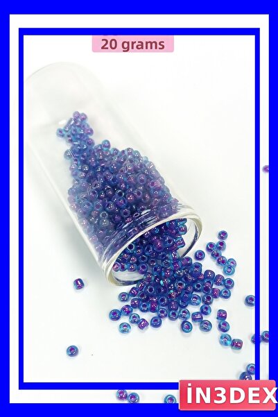 İN3DEX خرز زجاجي أزرق شفاف 3 مم 20 جرام مادة للهوايات
